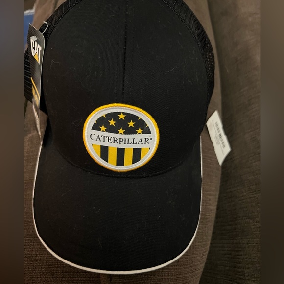 Caterpillar Inc Black Adjustable Hat w/ Black, Yellow White Stars & Stripes Logo - Picture 7 of 7